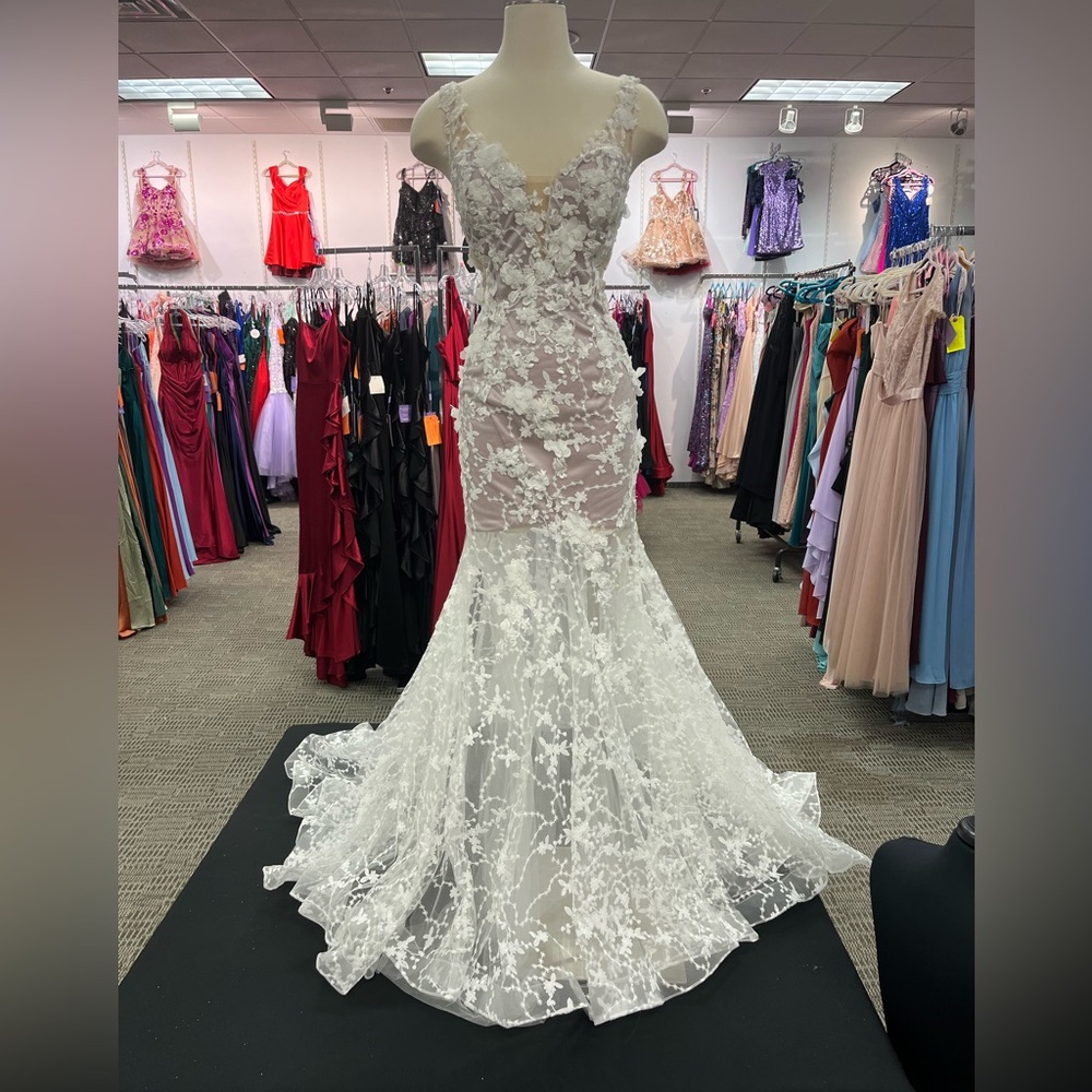 Alyce Paris Sheer 3D Lace Fit+ Flare